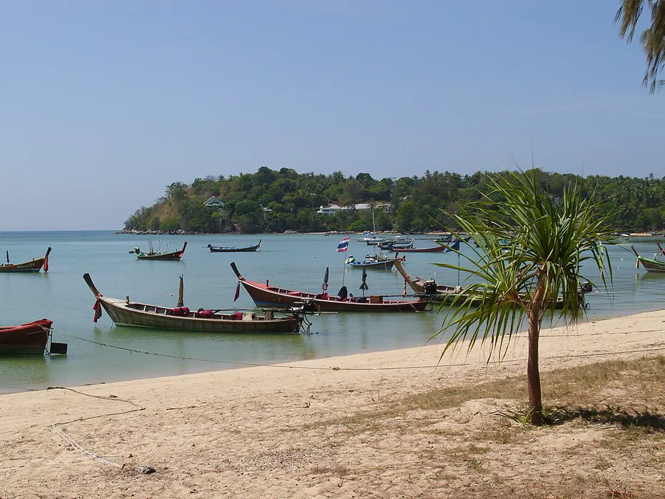 Rawai Beach with longtail boats